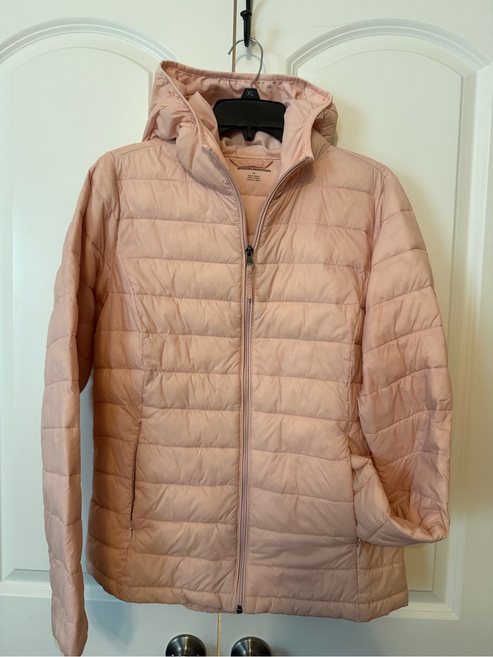 Amazon Essentials Light Pink Quilted Hooded Puffer Jacket - Women